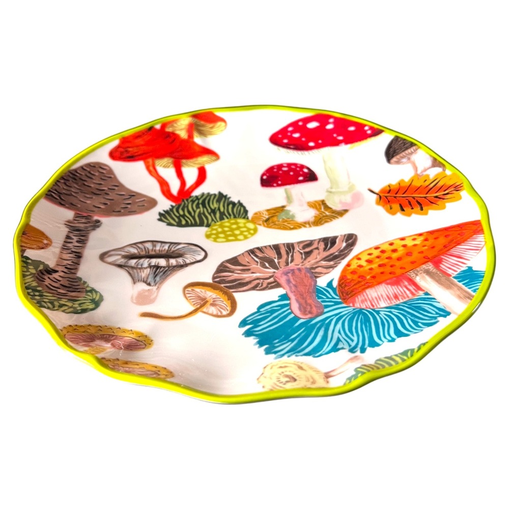 Anthropologie Nathalie Lete Mushroom 8" Salad Dessert Plate Wavy Edge - Picture 2 of 7